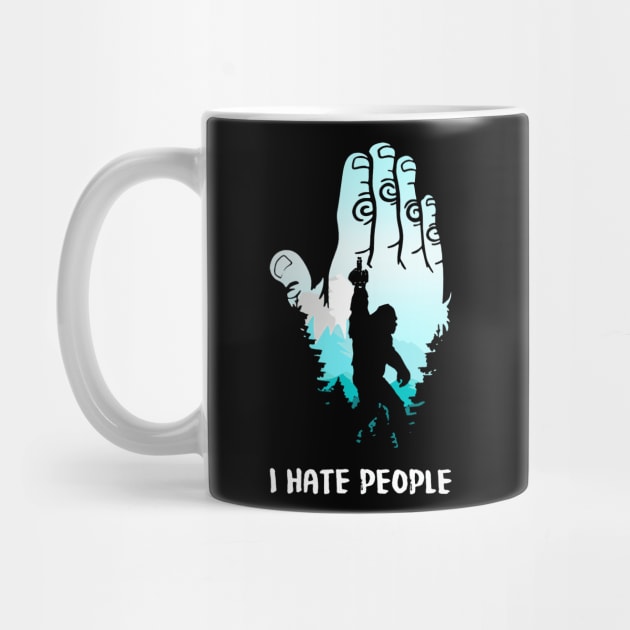 Bigfoot Middle Finger I Hate People Sasquatch funny T-Shirt by cobiepacior